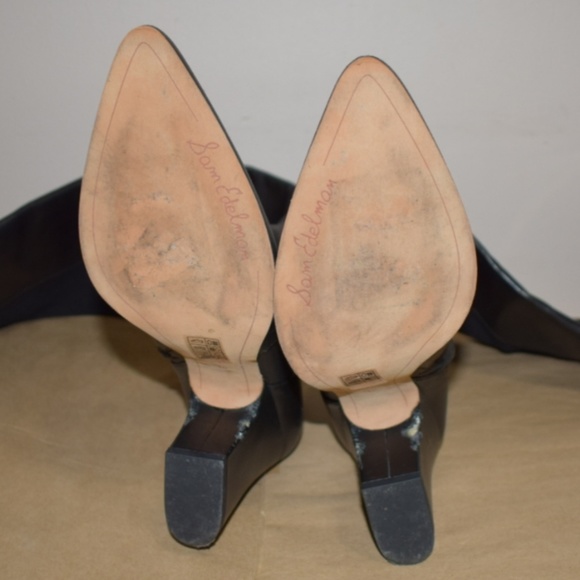 Sam Edelmam Natasha Black Leather Knee-High Boots - Picture 6 of 13